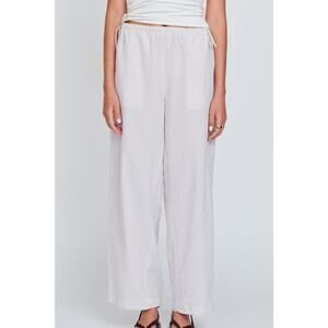 Apero Label Myra Cotton Maternity Stripe Barrel Leg Pant - M - White / Beige
